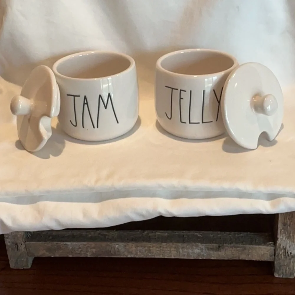 EUC - Rae Dunn Jam & Jelly Jar Set